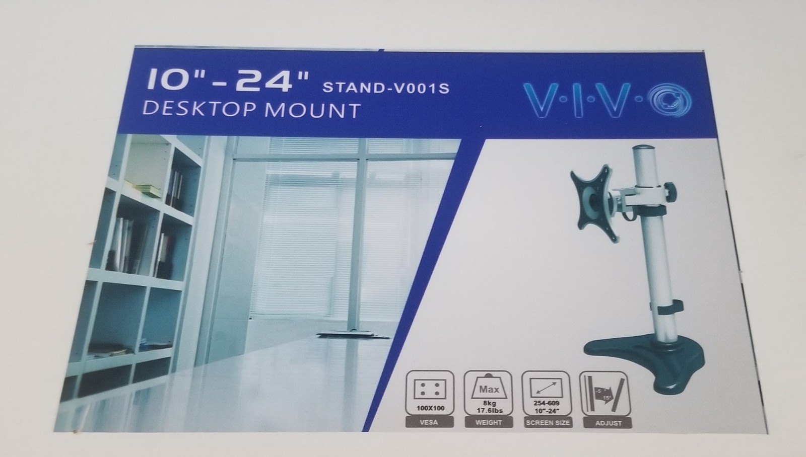 VIVO stand-V001S single monitor desk mount 10" -24"