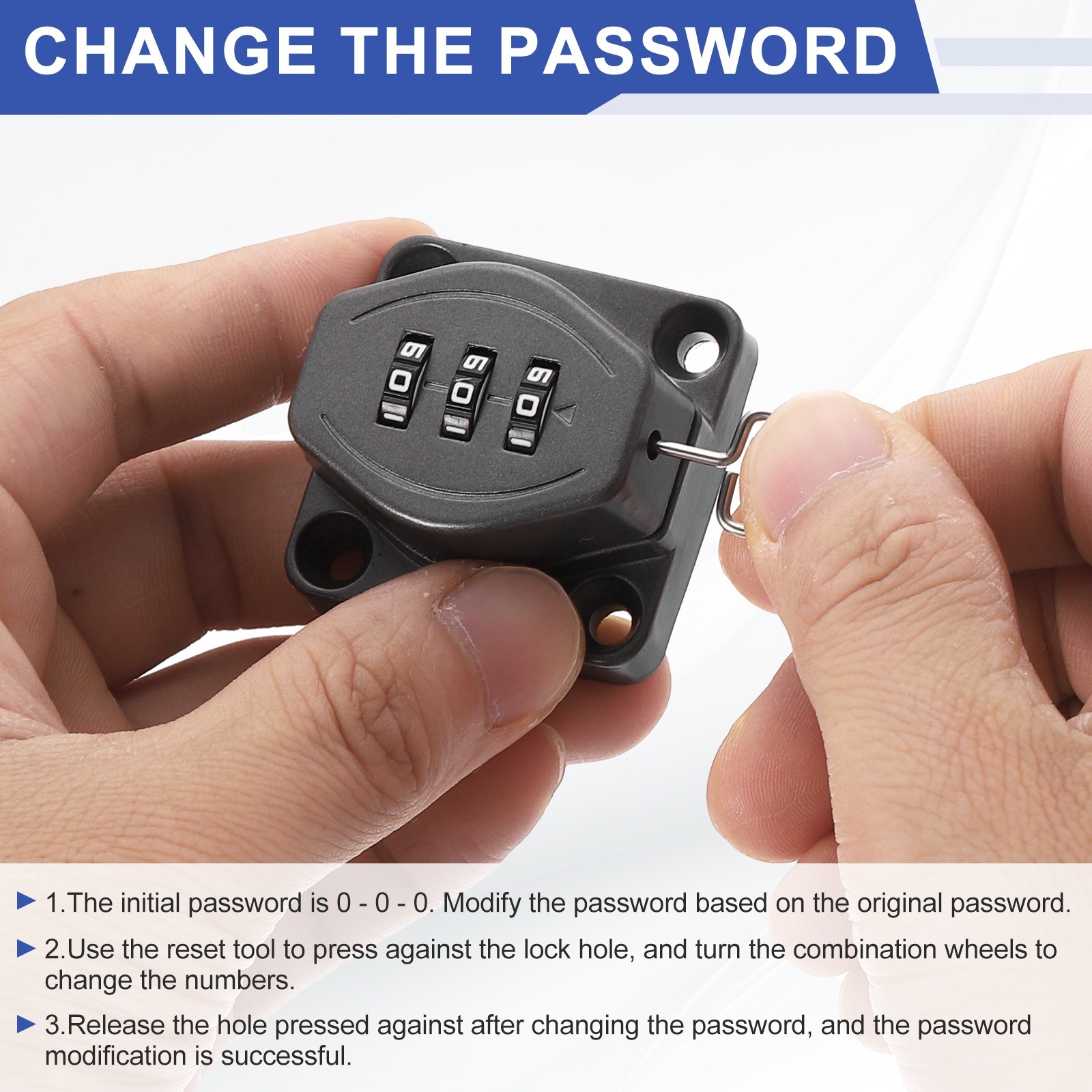 Keyless Cabinet Combination Lock 5" 3-Digit Password Hasp Lock Silver
