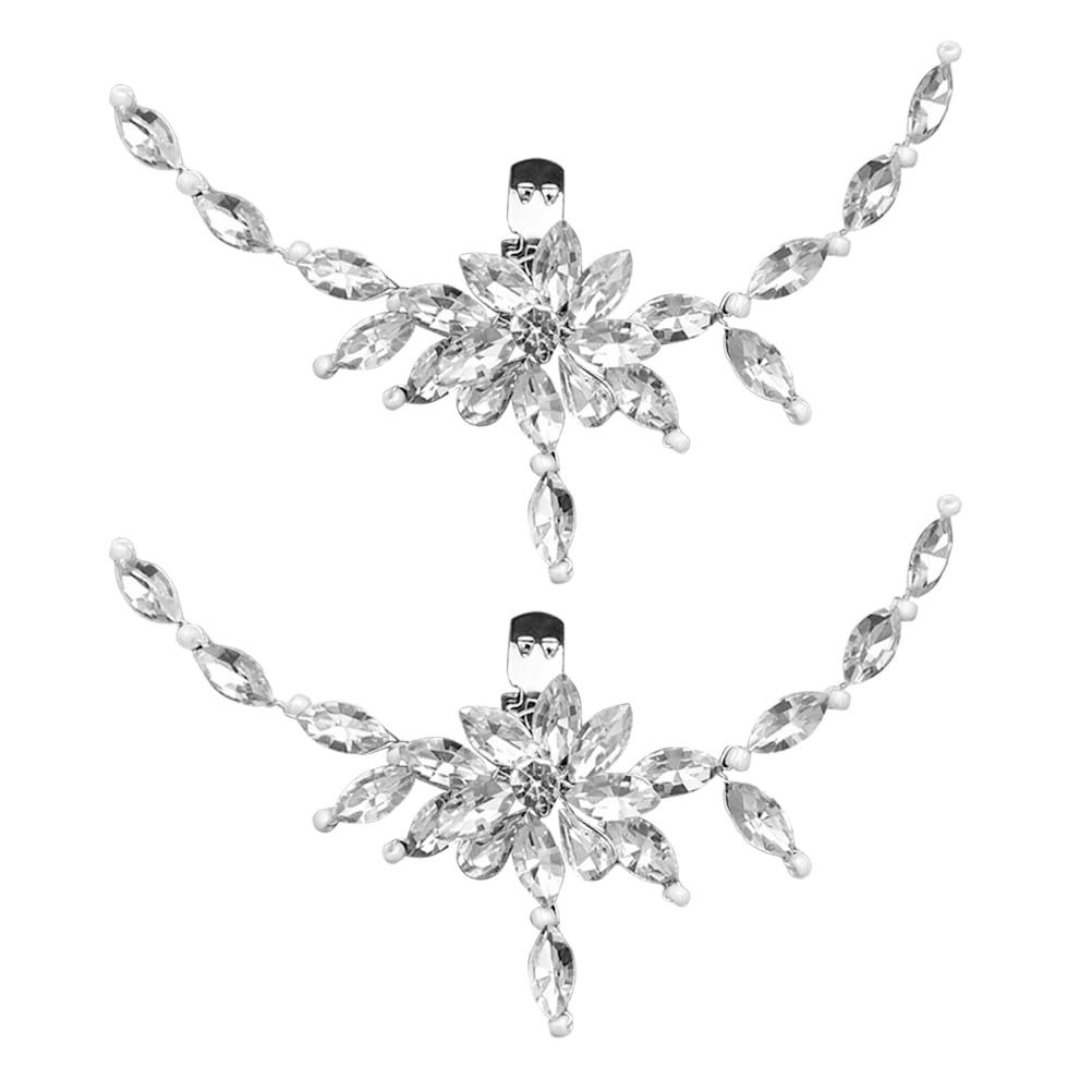 Holibanna 1 Pair Pearl Shoe Clips Rhinestone Crystal Bridal Shoe Buckles Decorat