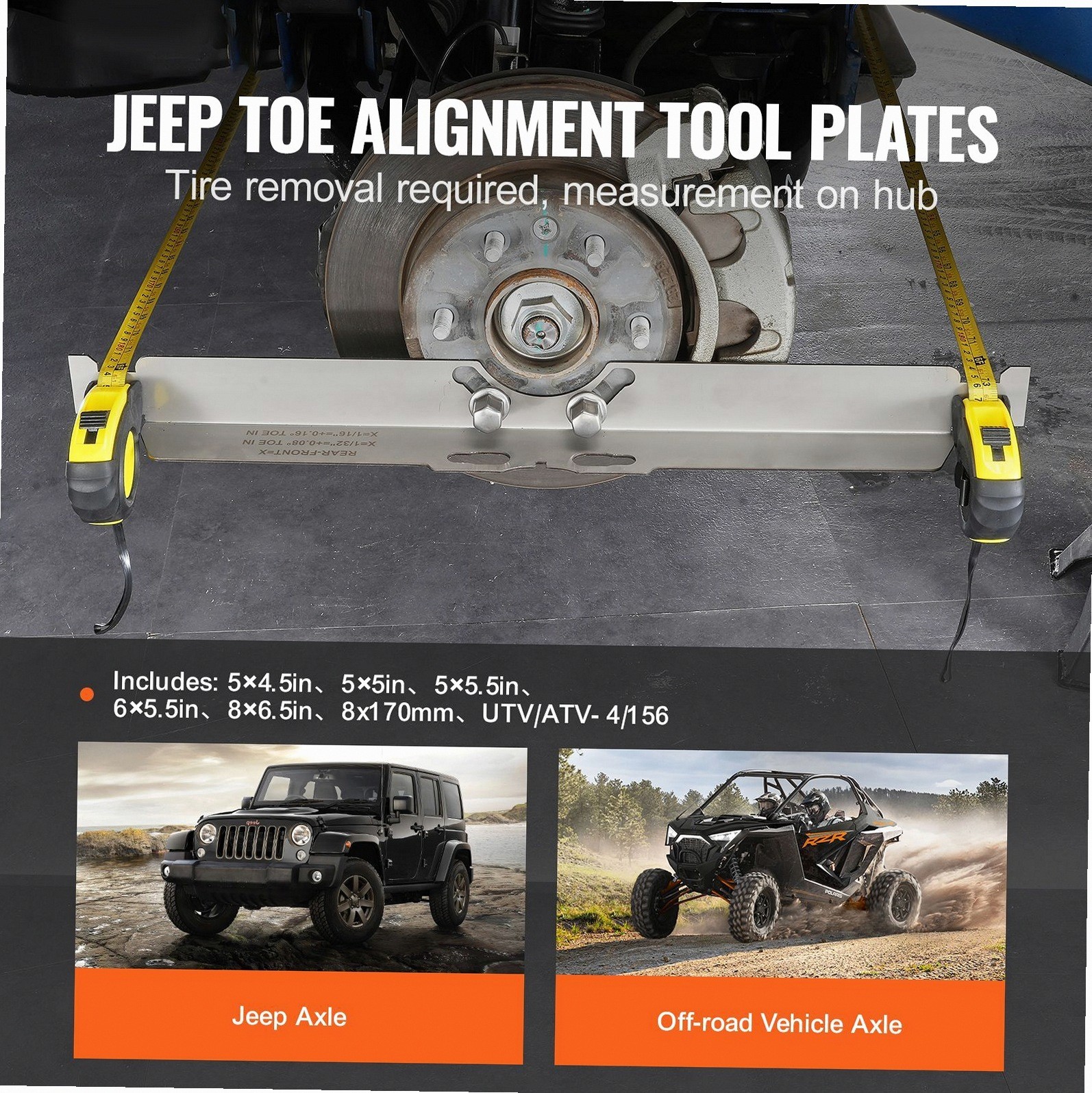 Wheel Toe Alignment Tool 2-PK Stainless Steel Plates