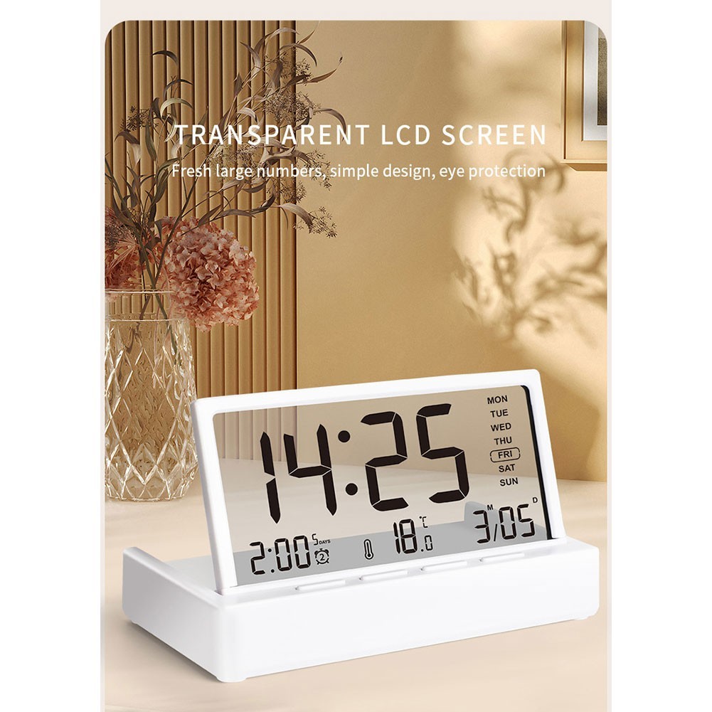 Desktop Digital Alarm Clock with Three Alarms Temperature Date Week Display