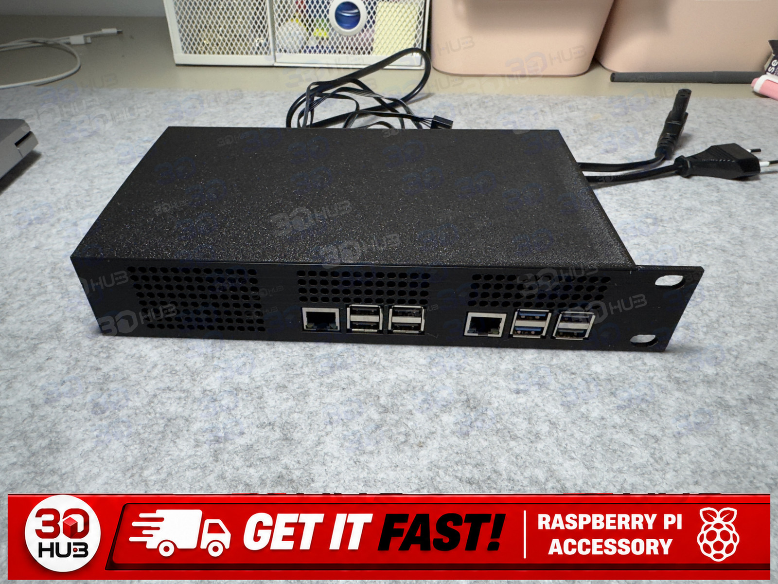1U Rack Mount Case Dual Raspberry Pi 3 4 5 - 19in Server 40mm Fan Slots