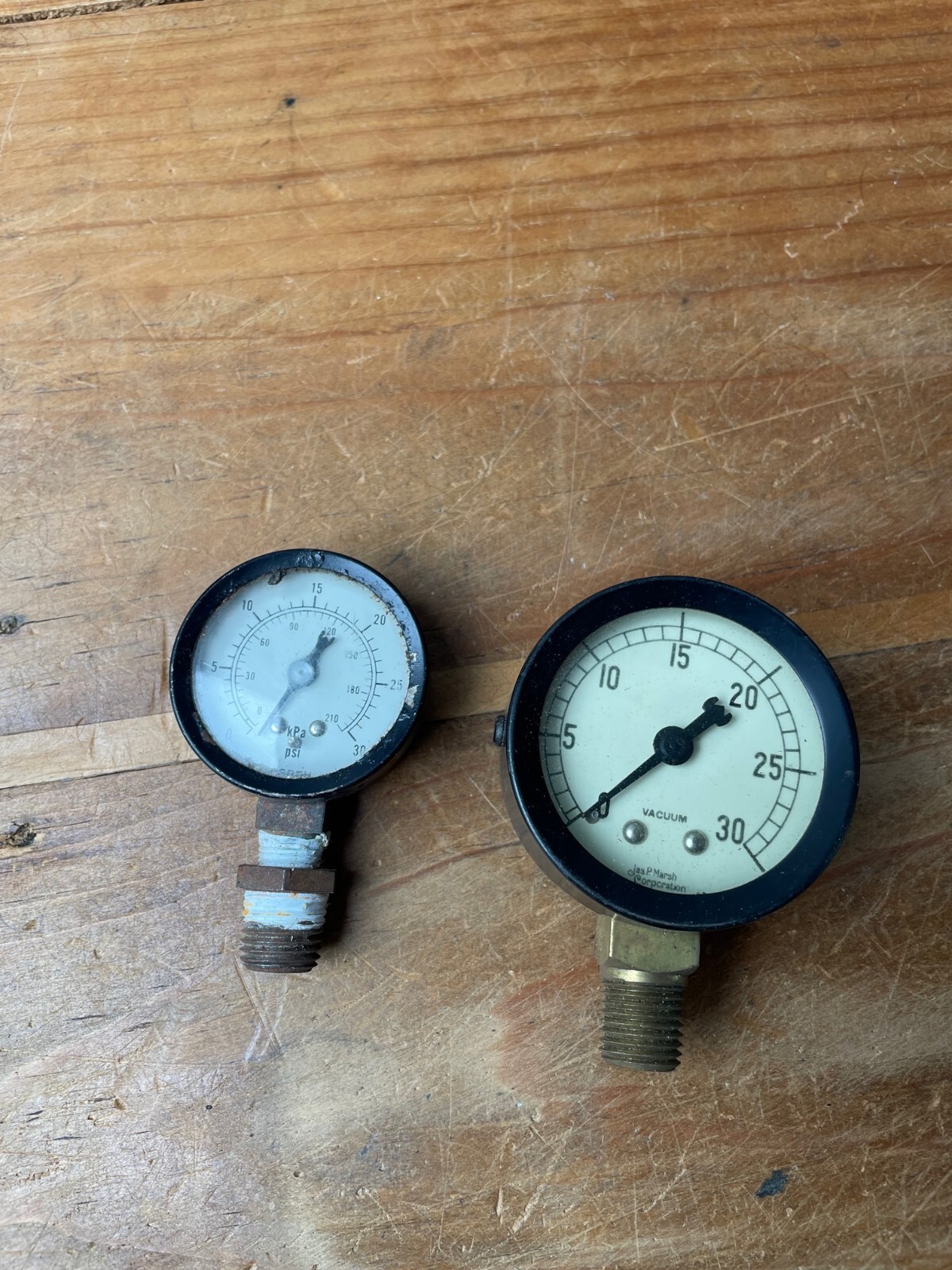 Lot of 2 Vintage Jas P Marsh Steampunk Vacuum Pressure Compound Gauges
