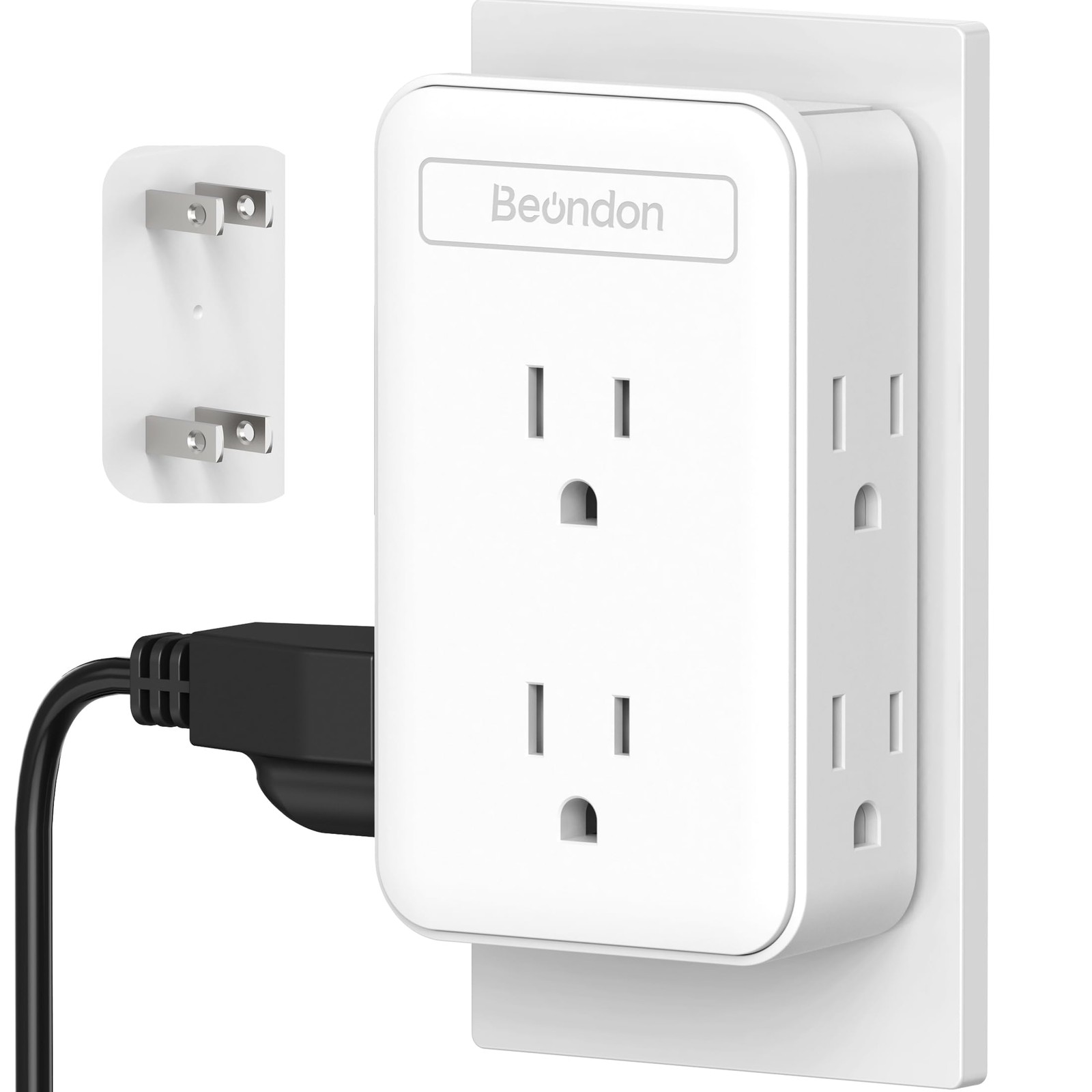 2 Prong to 3 Prong Outlet Adapter, BEONDON Multi Plug Wall Outlet with 6 AC O...