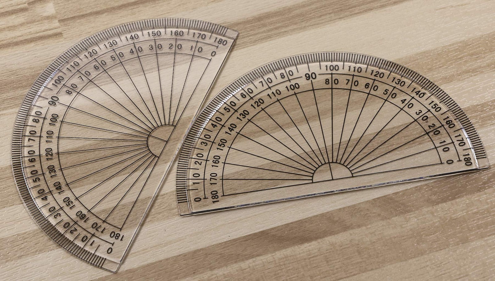 2PCS 4 Inch Clear Plastic Protractors, 180 Degrees, Small Math, Student