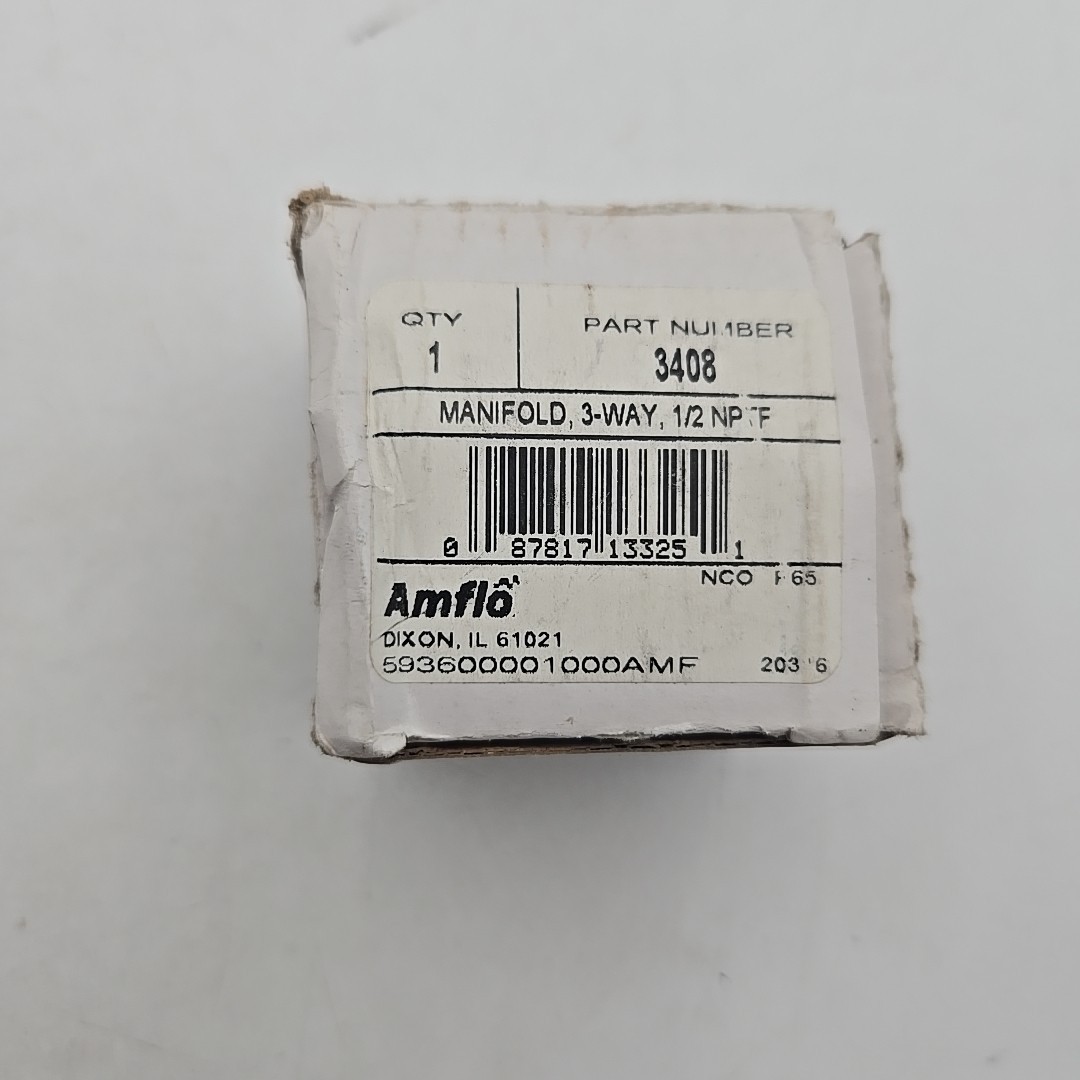 Lot of 2 - 3 Way Air Hose Coupler Splitter Manifold Block 1/2" NPTF Amflo 3408