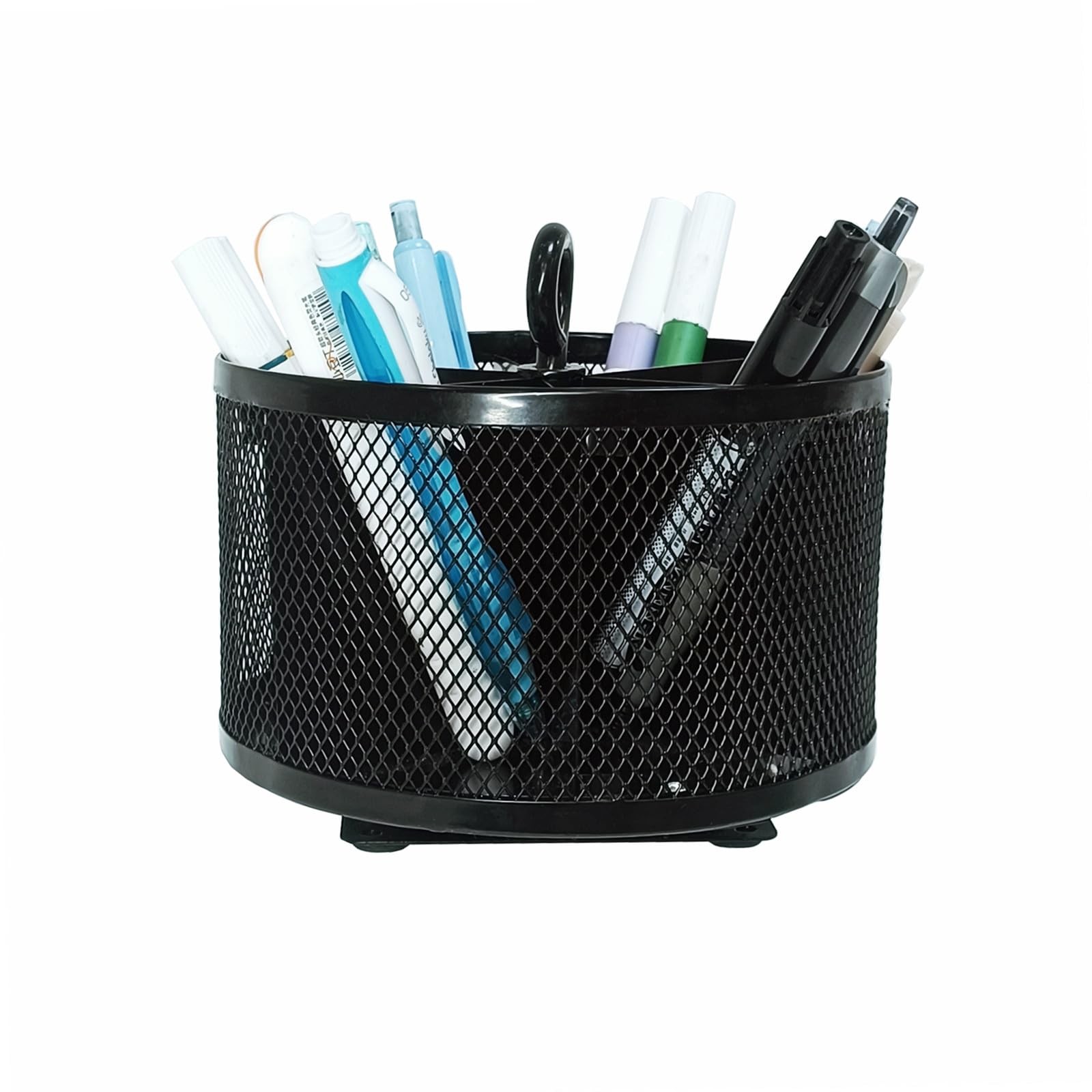 Metal 360°Rotating Pen Holder, Pencil Container with 6 Compartments, Pen Orga...