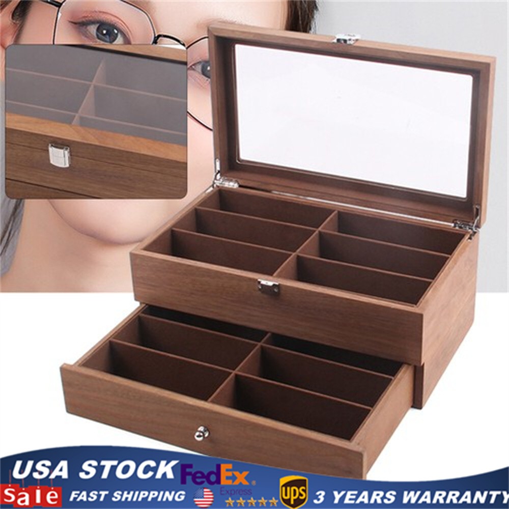12 Slot Sunglasses Organizer Box Eyeglasses Display Case Storage for Women Men