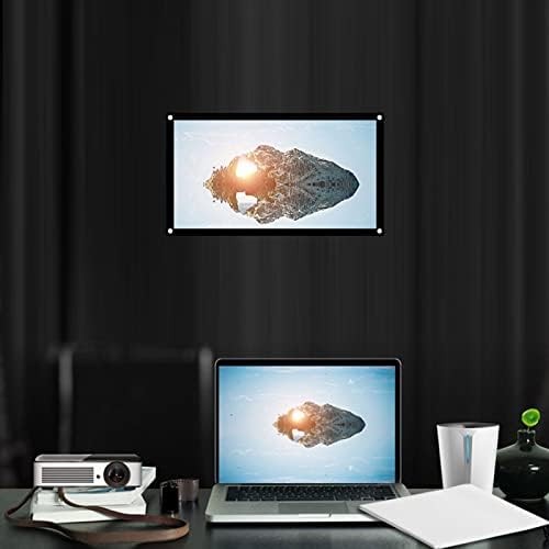 Portable Projector Screen,40 Inch 16:9 Thicken White Polyester Foldable Non-C...