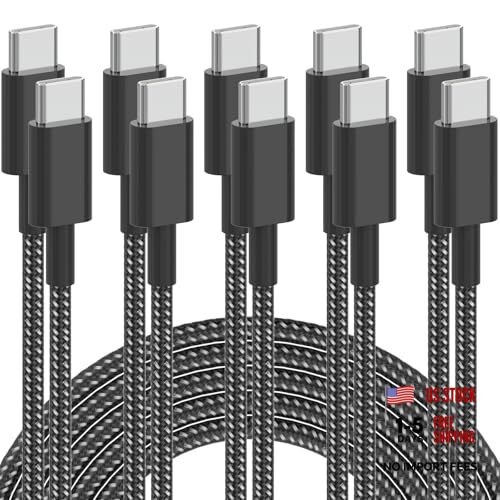 USB C Cable, 5Pack 6FT USB C to USB C Cable 60W(3A) Nylon Braided Type C Fast