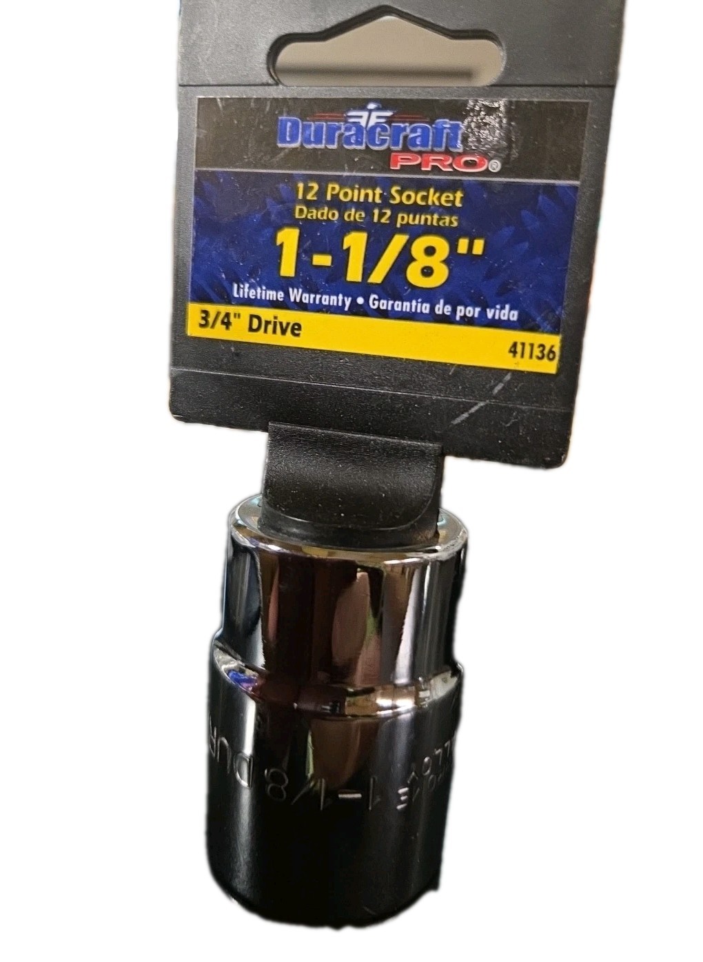 1-1/8" 12-Point Socket, SAE, 41136, Chrome, New, Free US Ship