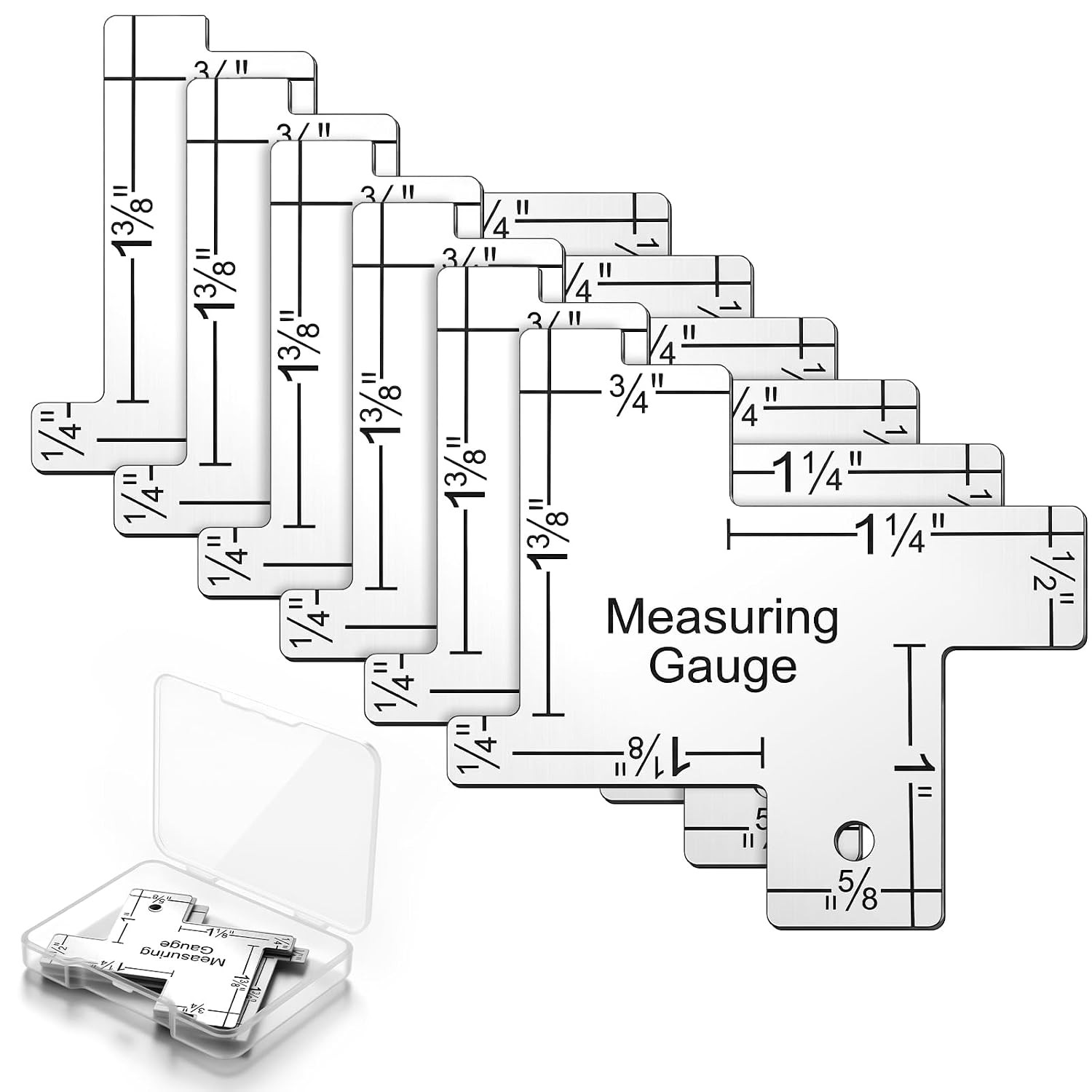 6 Pcs 2 Inch Mini Sewing Gauge Aluminium Measuring Gauge Quilting Template Ruler