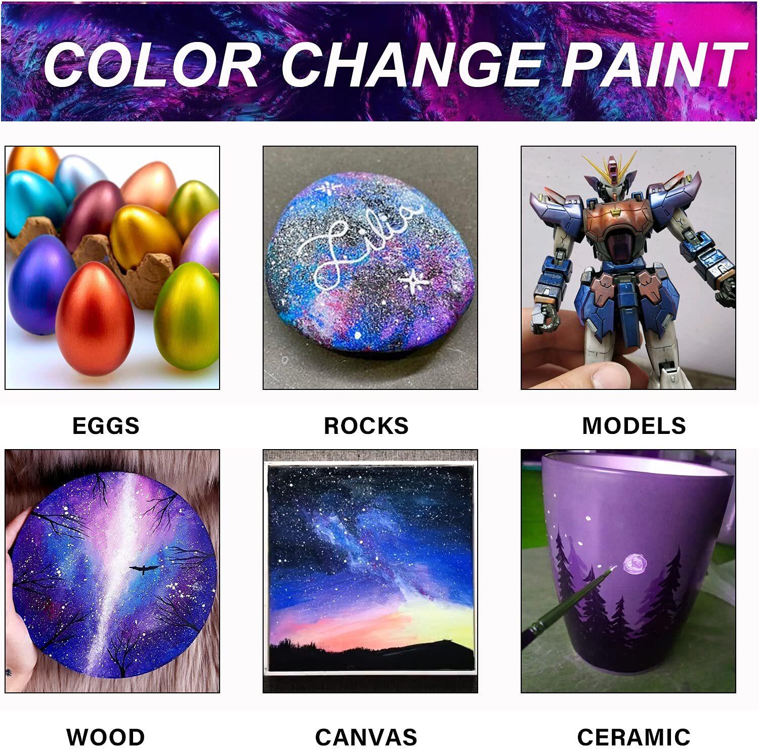 Iridescent Acrylic Paint, Set of 18 Chameleon Colors, 2 oz/60ml Bottles, Colo...