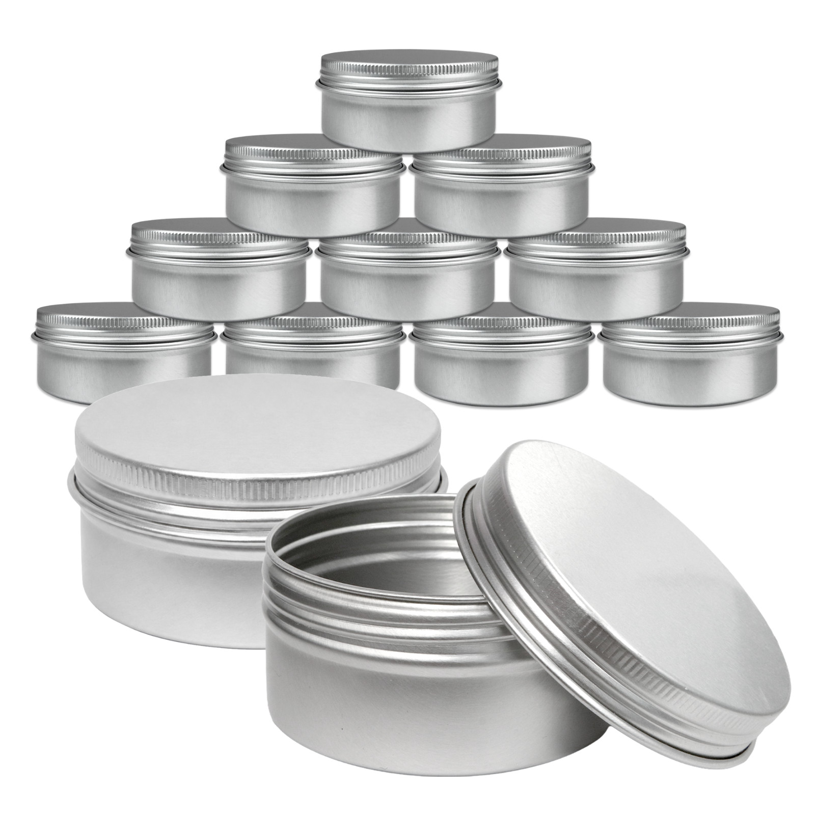 80g/80ml (12 PCS) Silver Aluminum Tin Storage Jar Containers with Screw top Lids