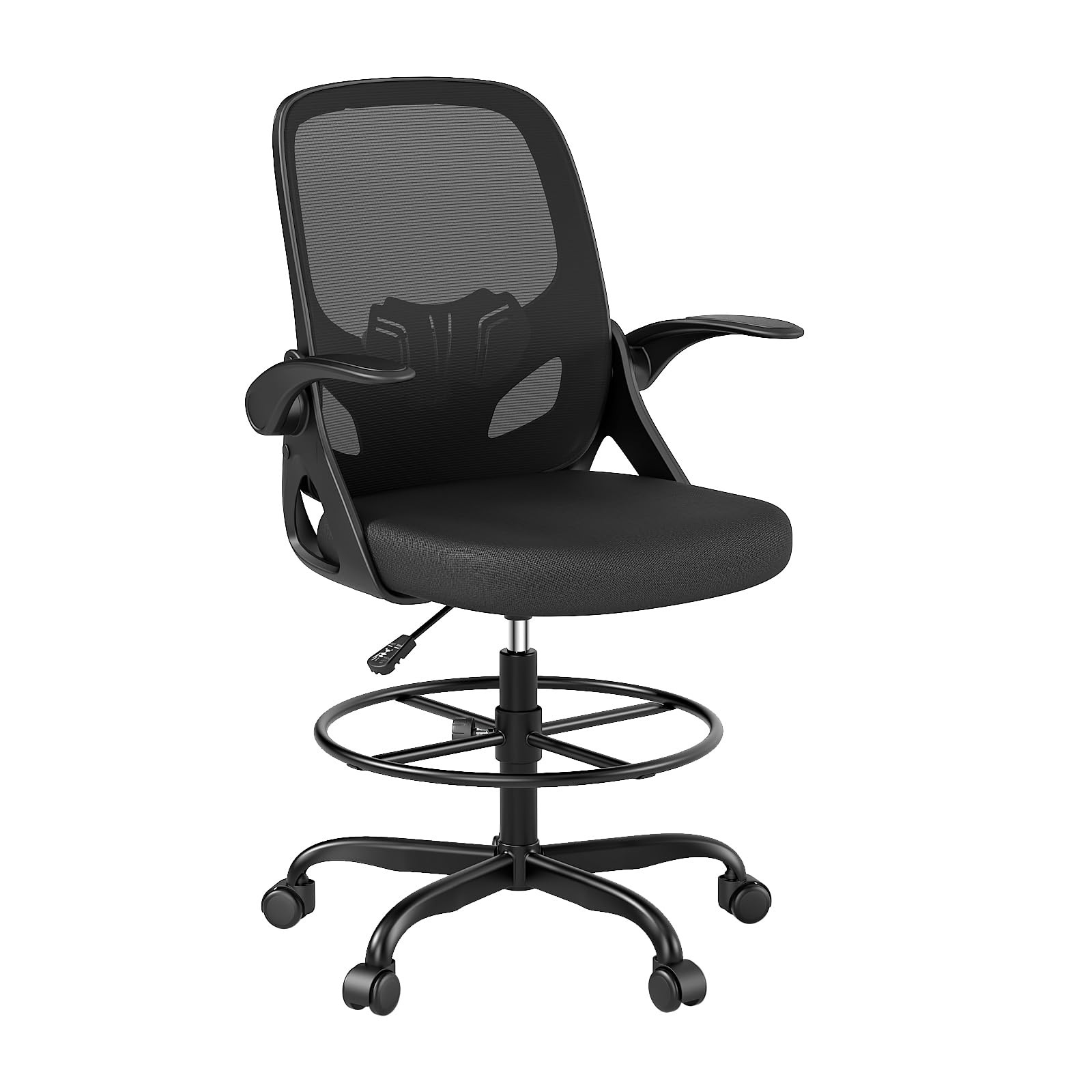 Tall Drafting Chair with Footrest Ring for Home and Work, Ergonomic Home Desk...