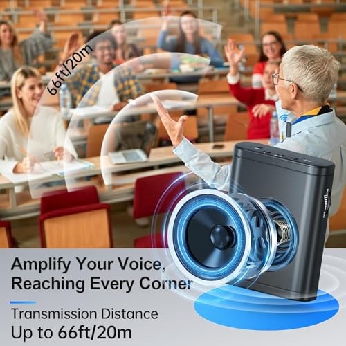 Voice Amplifier for Teachers with Wireless Lavalier Microphone, Zero Black