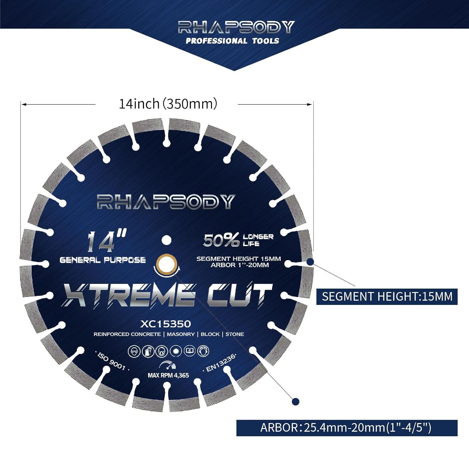 RHAPSODY 14 Inch Diamond Concrete Saw Blade