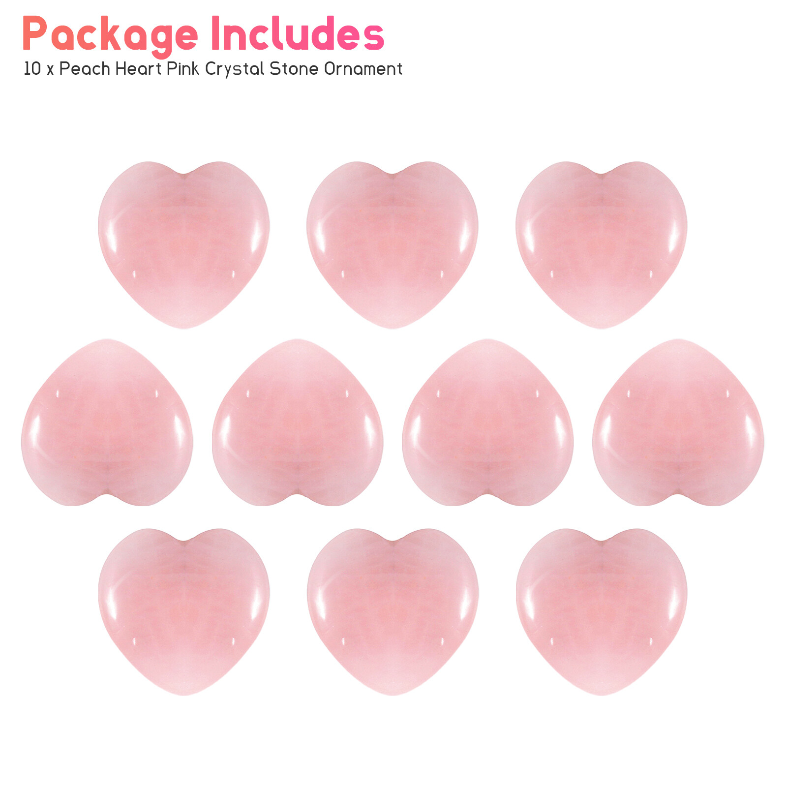10Pcs Natural Crystal Rose Quartz Pocket Palm Worry Stones Puff Heart Healing