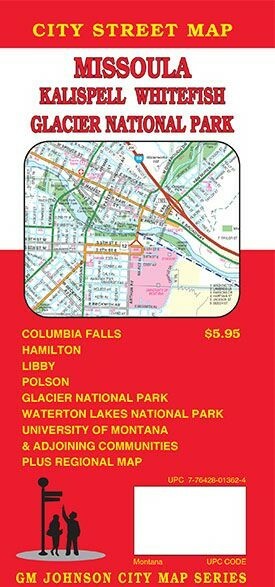 City Street Map of Missoula, Kalispell, Whitefish & Glacier NP, Montana, by GMJ