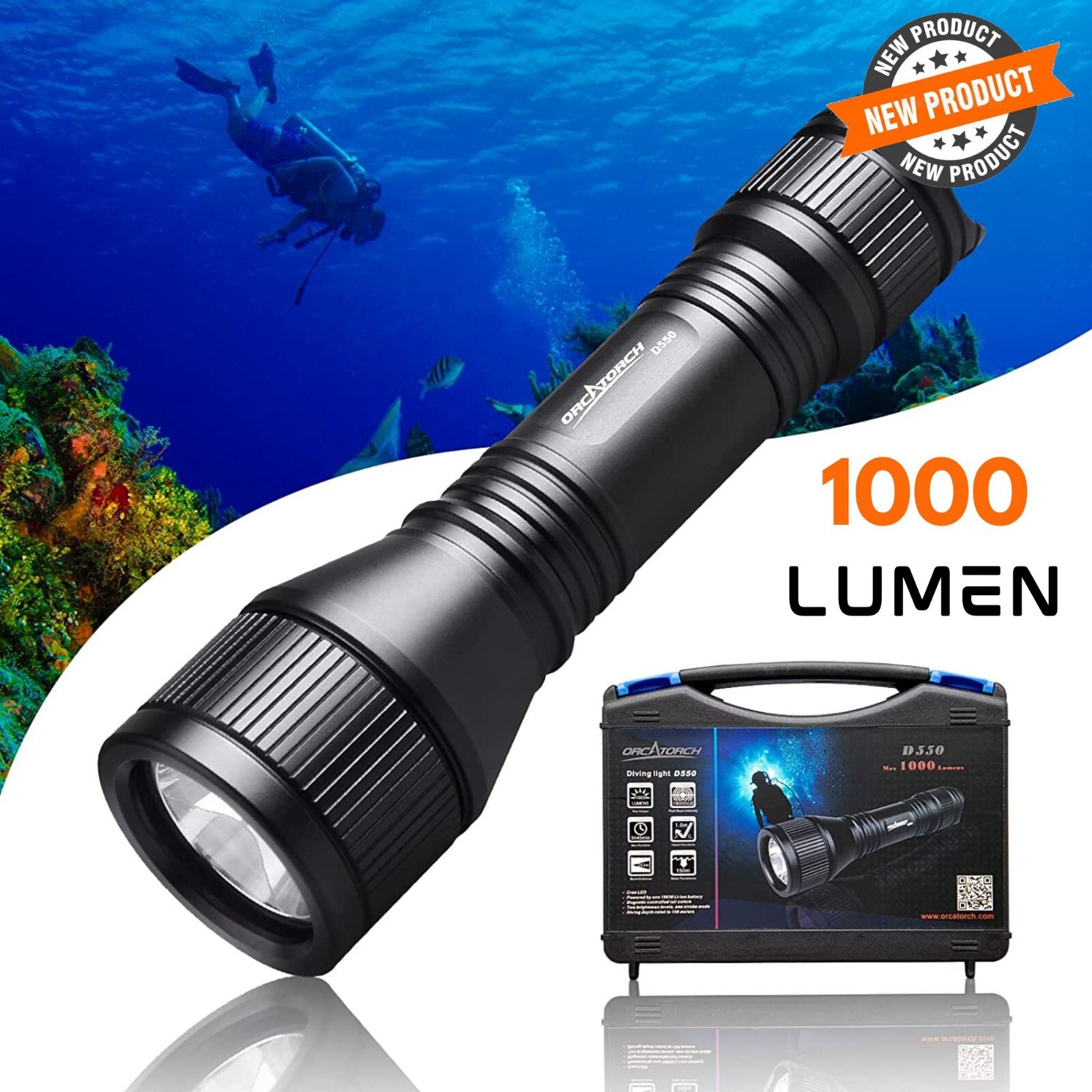 Scuba Dive Light for Cave Dive Cavern Underwater Photo Compact Night Dive Torch
