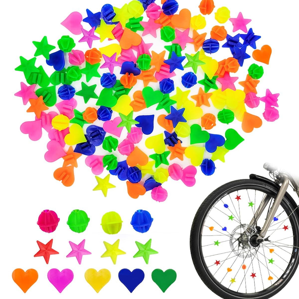 Bike Wheel Spoke Beads Plastic Clip Bead Spoke Colorful Decorations for Kids