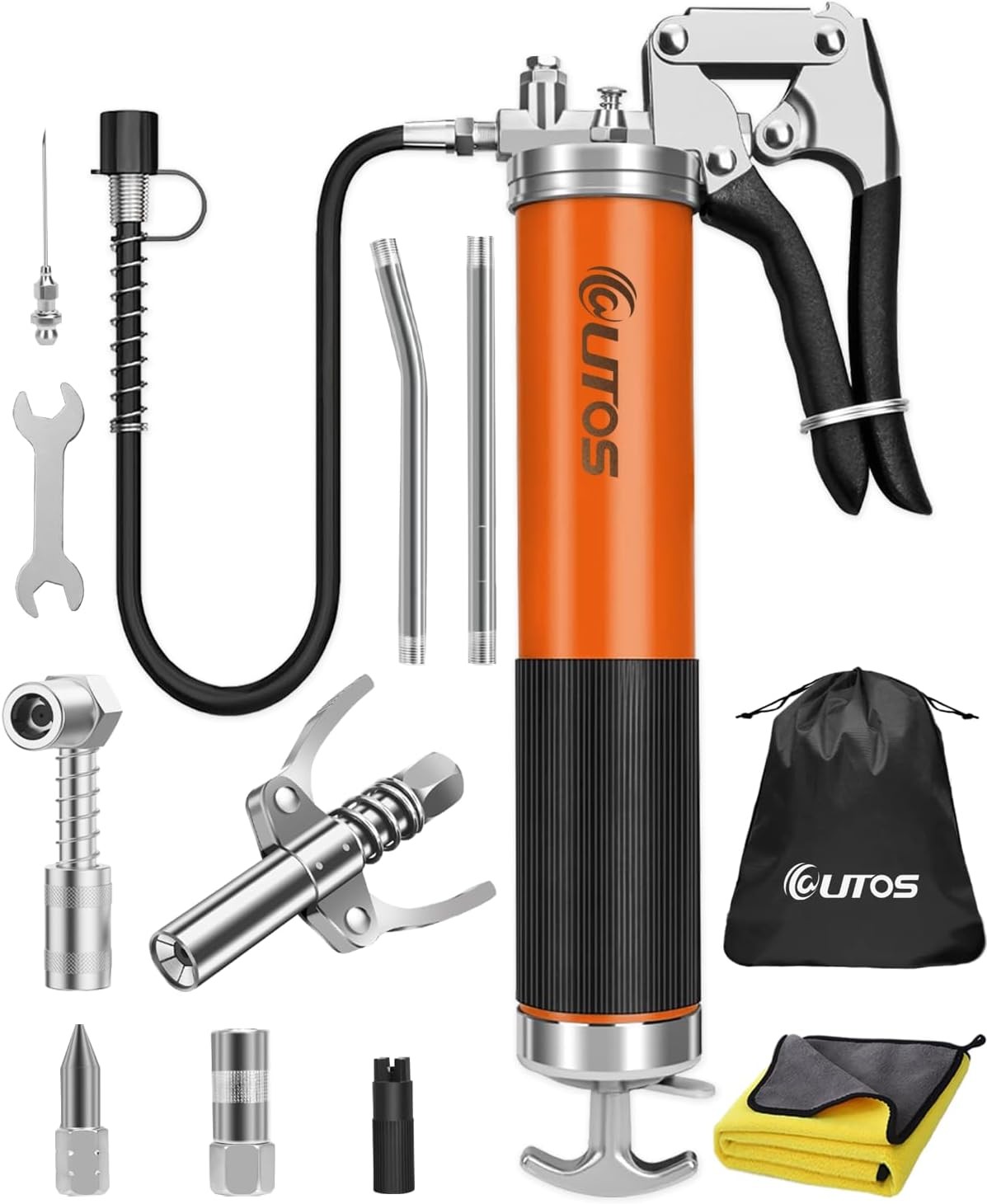 Grease Gun Kit, 10000 PSI Heavy Duty Pistol Grip Grease Gun with 14 oz Capacity,