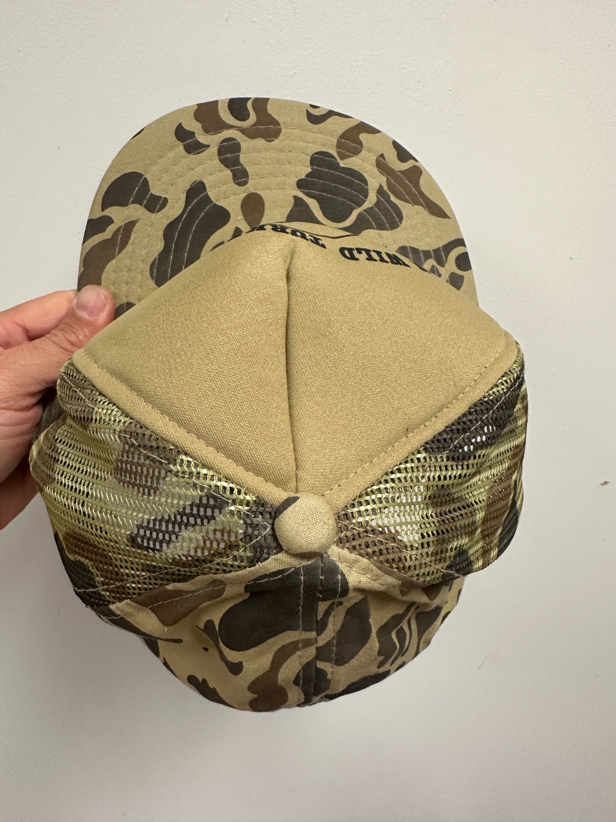 VTG 80s American Wild Turkey Society Snapback Hat Cap Camo Federation Foam Truck