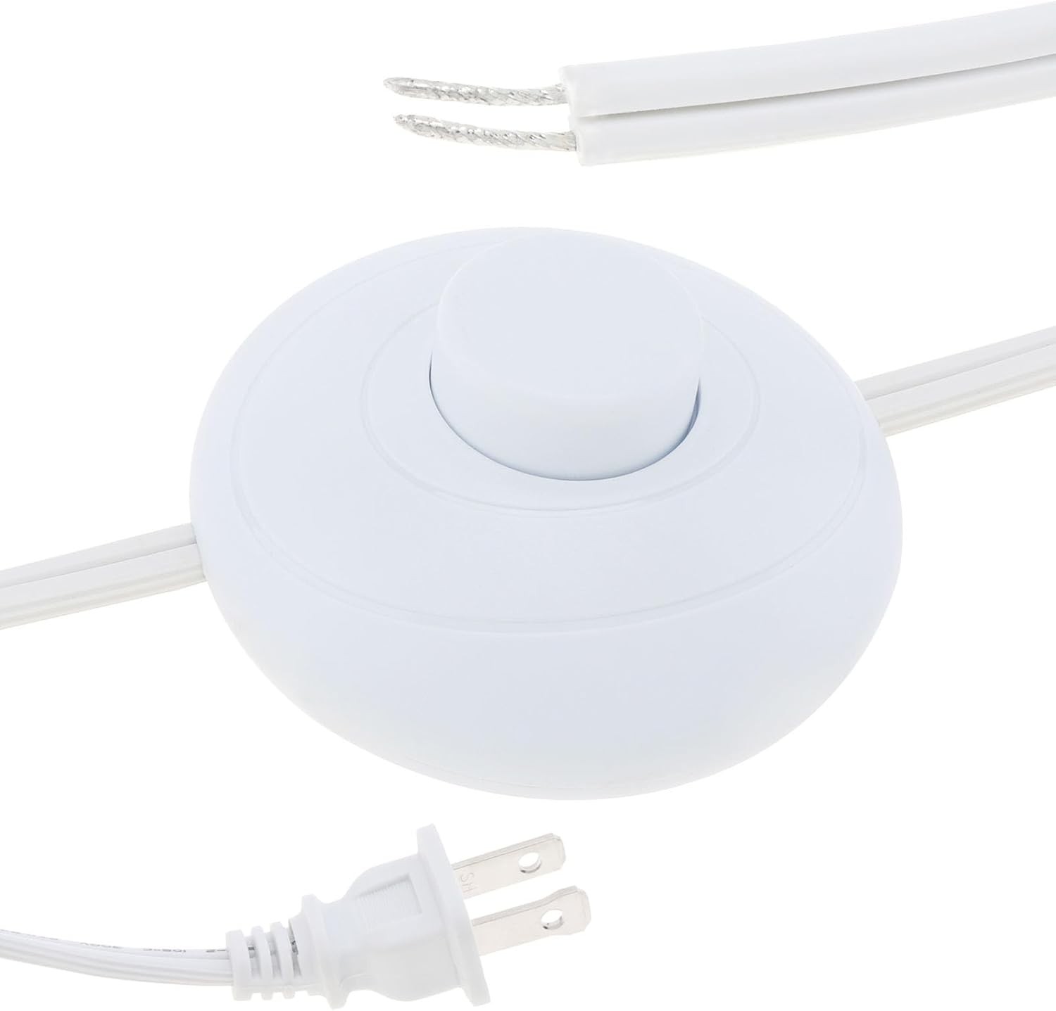 6Ft Foot Pedal Push Switch Inline Lamp Light On Off Control Wire  Color: White