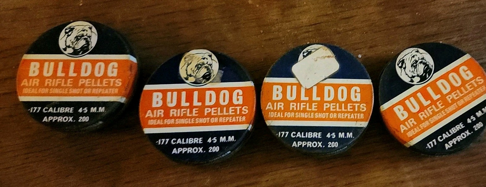 Lot of 4 Vintage Tins Bulldog Air Rifle Pellets I77 Caliber 4.5 mm