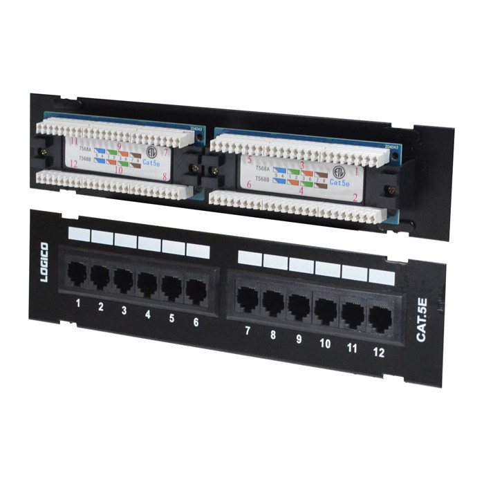 Cat5e UTP 12 Port Network mini Patch Panel 110 with surface wall mount bracket