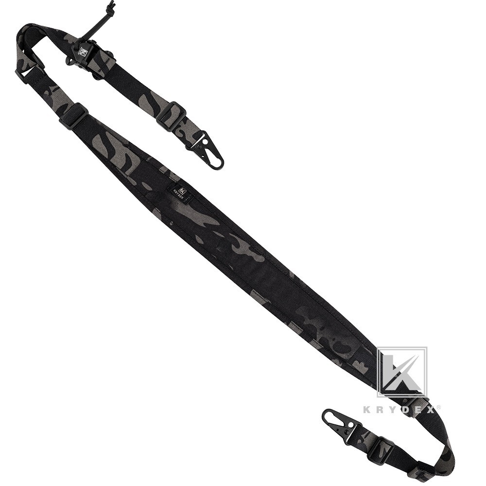 KRYDEX Tactical Sling 2/1Point Shoulder Strap Padded Shooting Sling Black Camo
