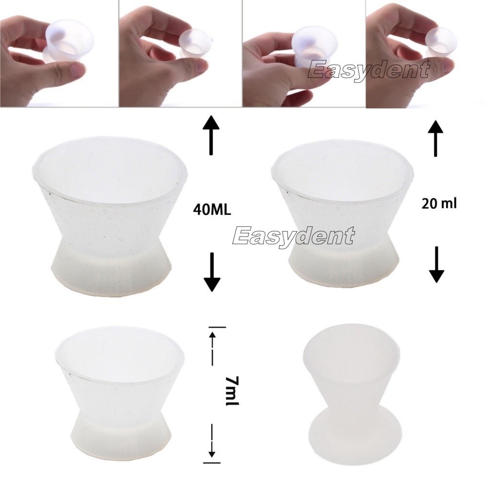 Dental Lab Rubber Mixing Bowls Cup Silicone No-Stick Flexible Bowl Acrylic S M L