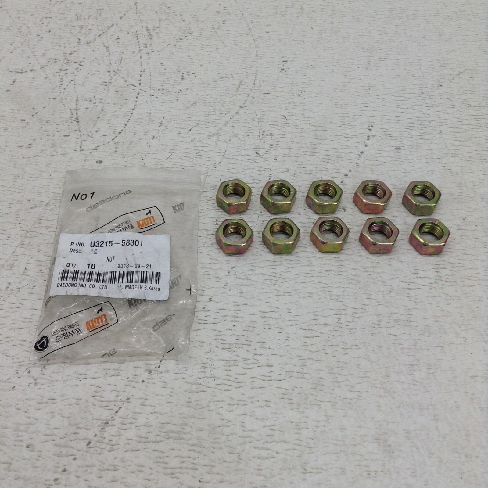 Daedong Kioti U3215-58301 Nut U321558301 U3215 Lot of 10 New (TSC)