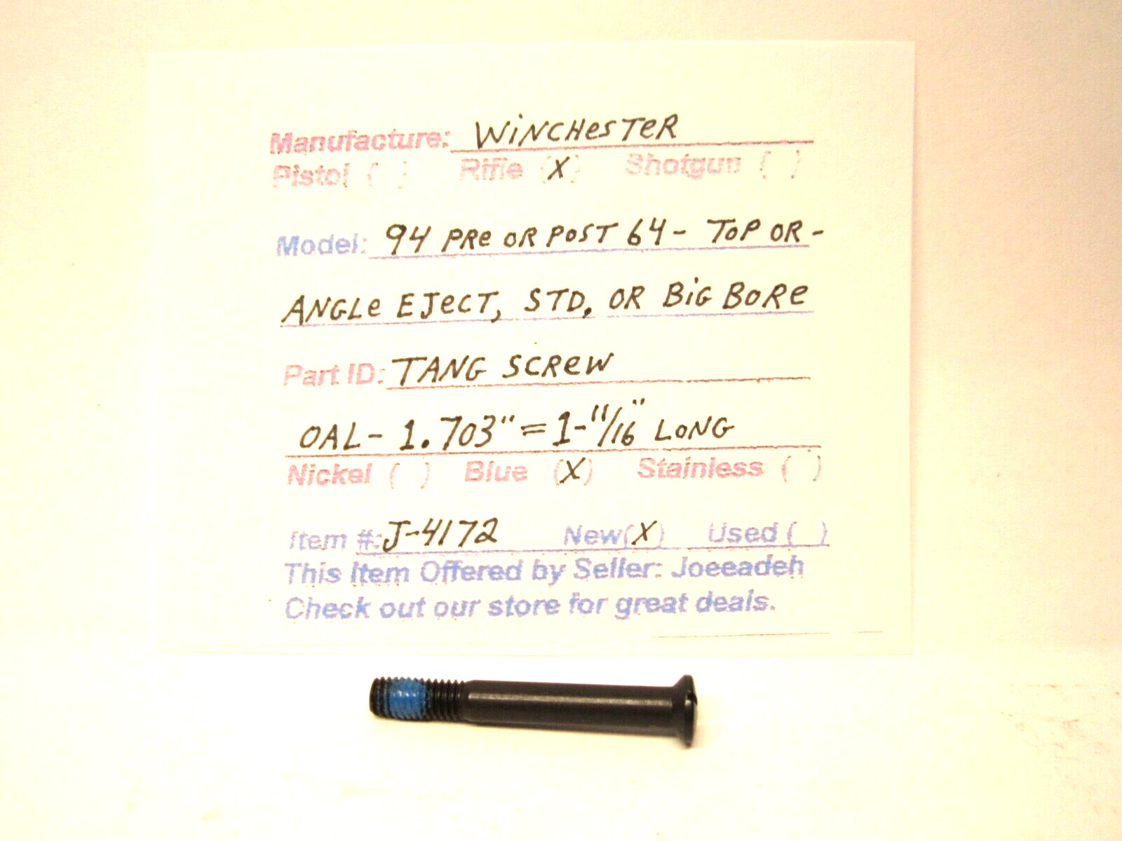 WINCHESTER 94 PRE/ POST 64 - STD. OR BIG BORE (UPPER TANG SCREW) (ITEM # J-4172)