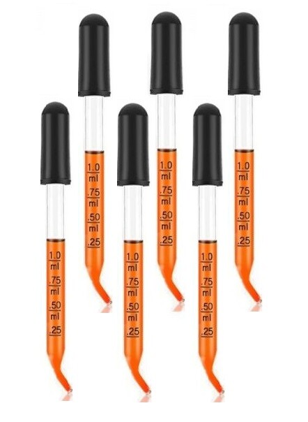 Medicine Art Essential Oils Eye Dropper Graduated 3" Curved Tip 1ml (6 Pack)