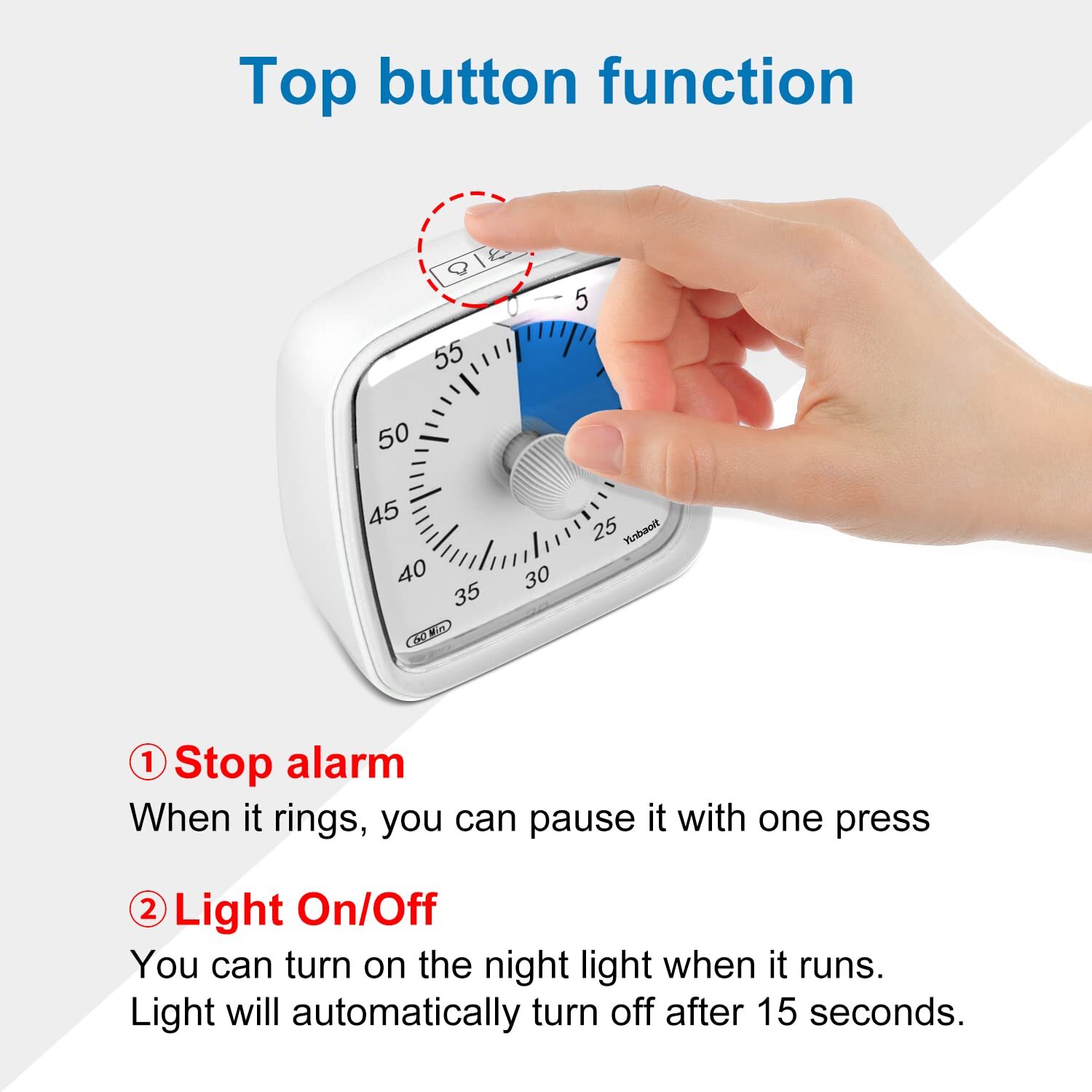 Visual Timer with Night Light 60-Minute Countdown Silent Time Management
