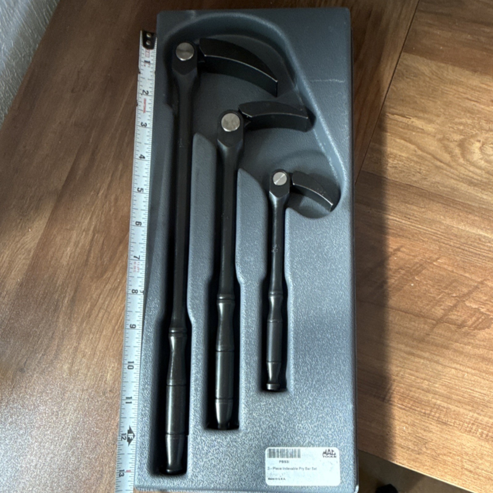Mac Tools PB3S 3-Piece Steel Pry Bar Set Black with Storage Tray