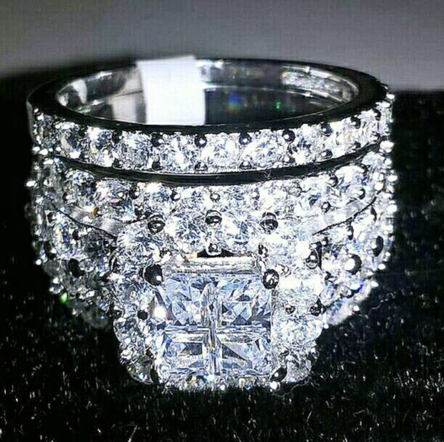 3Ct Lab-Created Diamond  Bridal Wedding Band Ring Set 14K White Gold Plated Sz 7