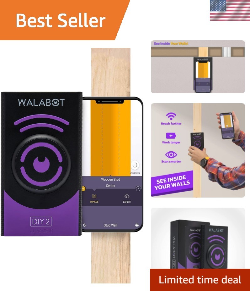 Portable Wall Scanner & Stud Finder - Detects Pipes & Wires Up to 4 Inches Deep