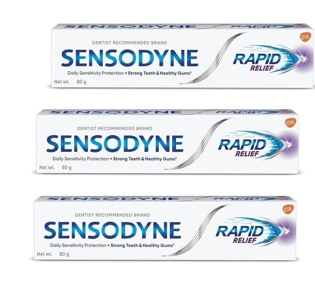 Sensodyne Toothpaste Rapid Relief STRONG TEETH HEALTHY GUMS (3X80G) FREE SHIP