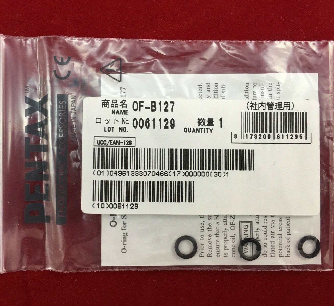 Pentax OF-B127 O-rings for OF-120/B177 Suction Valves (3 O-rings per pack) - NEW
