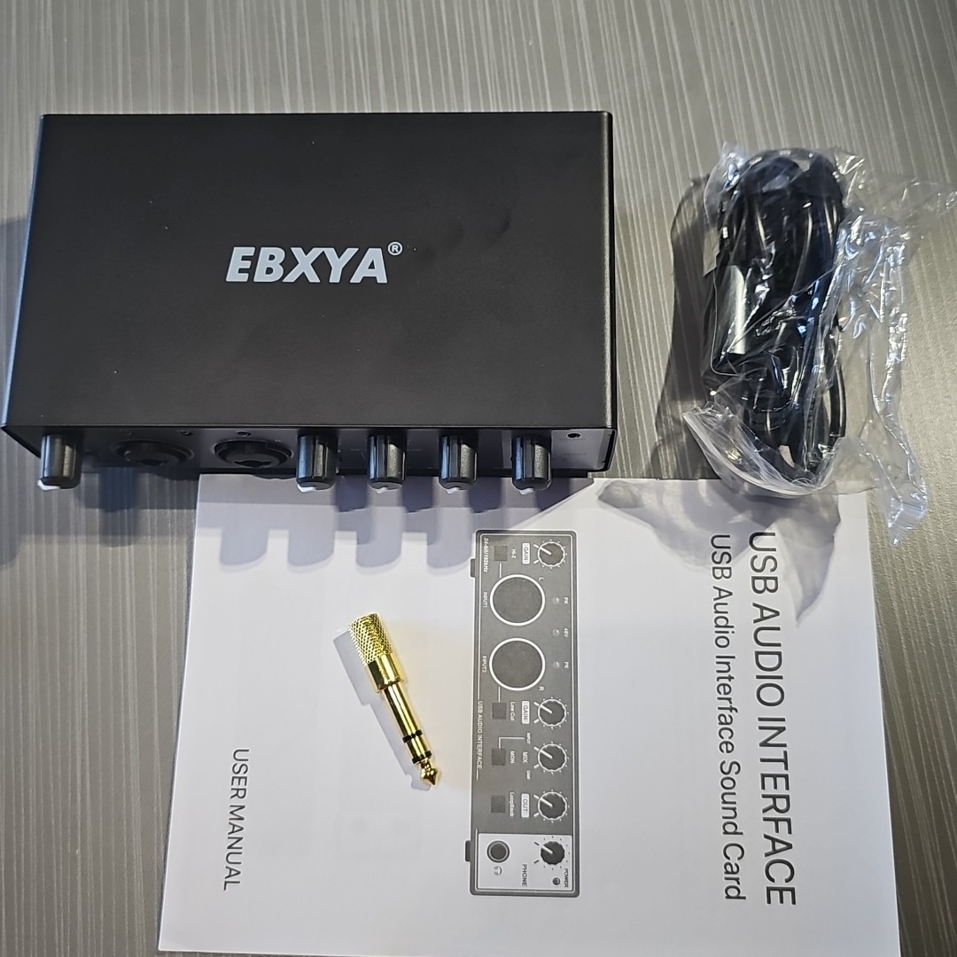 EBXYA 2i2 USB Audio Interface for PC Recording, 24-bit/192kHz Plug and Play