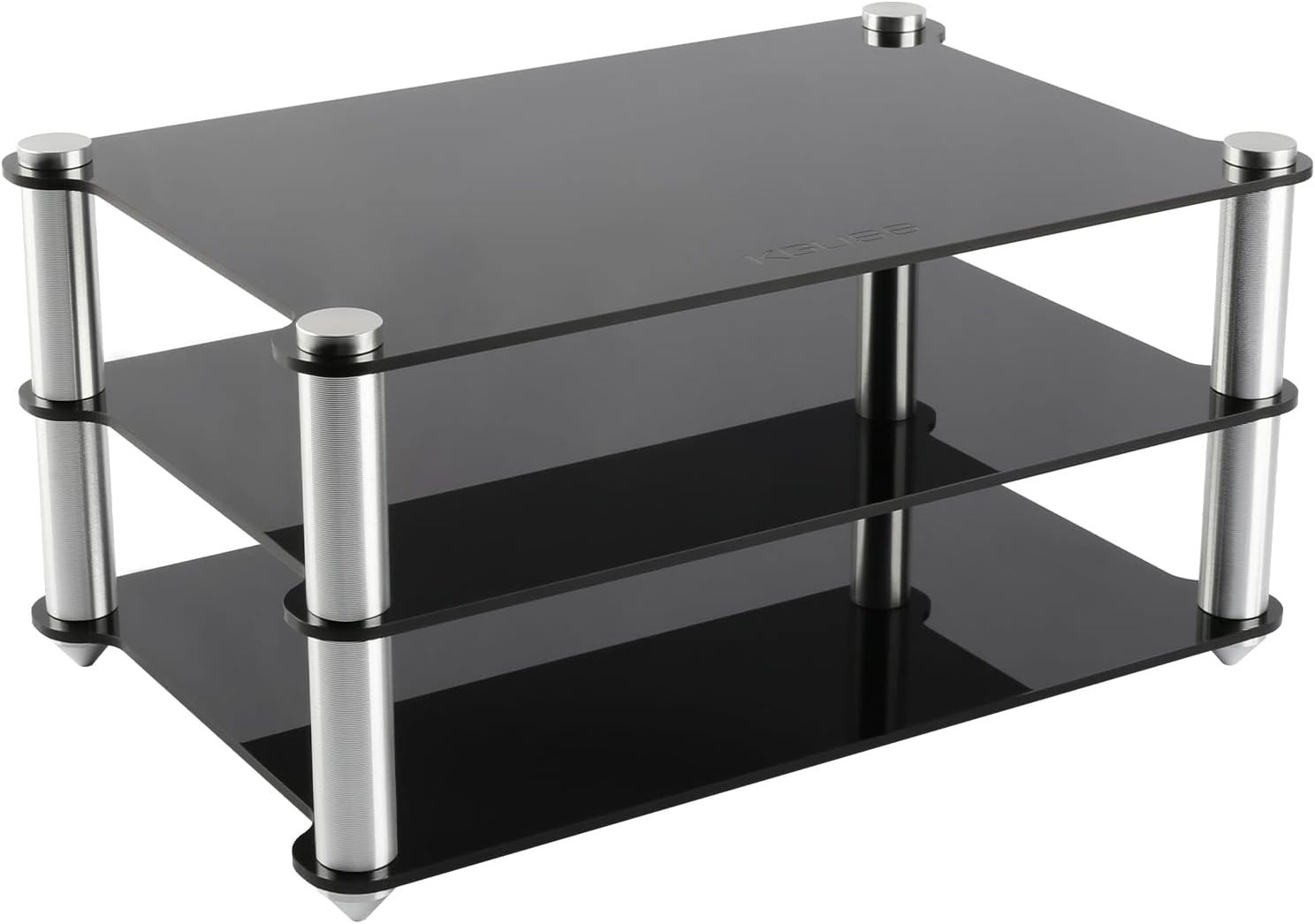 Mini Audio Component Rack Black Acrylic 2-Layer Rack Aluminium Holders