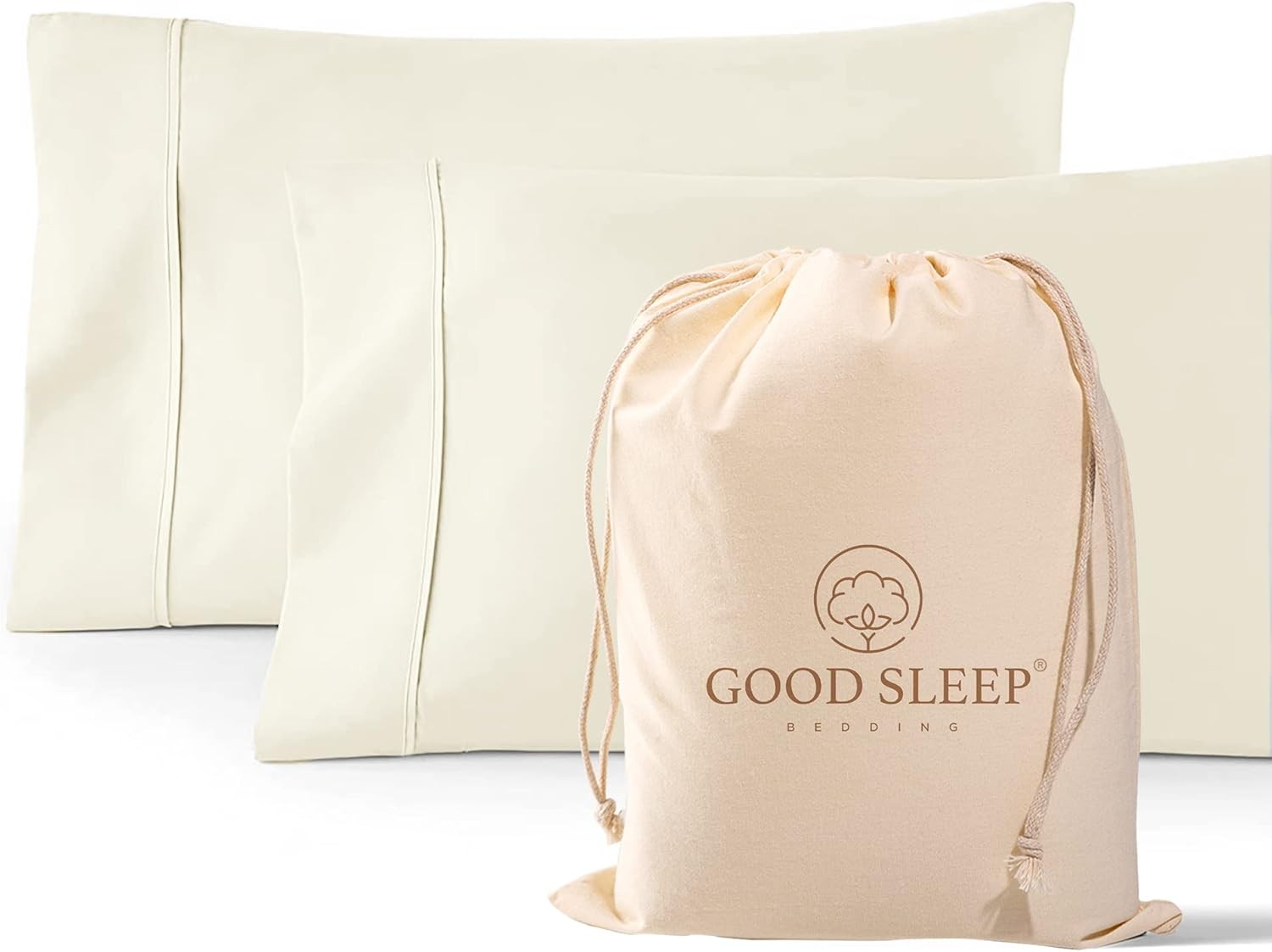 1000 ivory white king pillowcase sets, satin weave,
