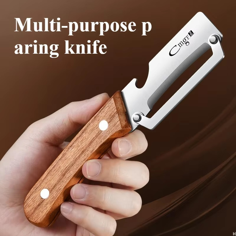 Stainless Steel Peeler with Wooden Handle for Peeling and Slicing Fruits and Veg