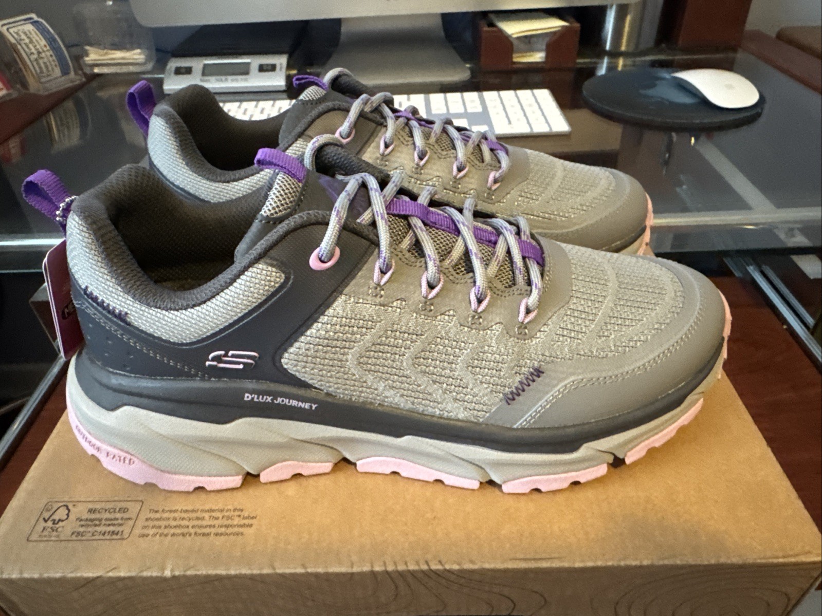 Skechers Women's D'Lux Journey Marigold Charcoal/Purple Shoes (180167/CCPR)