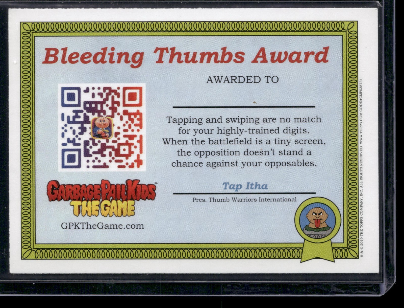 GPK Mo Bile 2019 Topps Bleeding Thumbs Awards