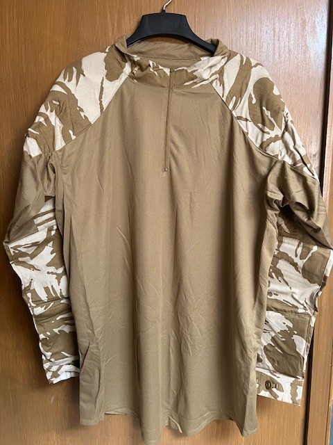 British Military Under Body Armour Combat Shirt, Size Large, Desert. With Pads.