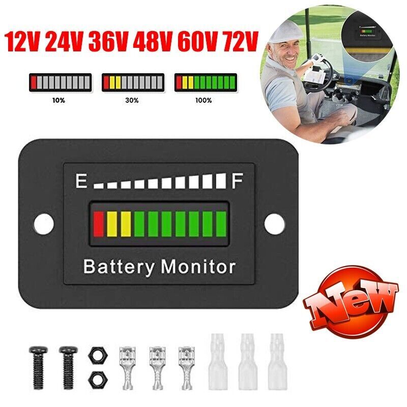 Battery Monitor 12V 24V 36V 48V 60V 72V Car Golf cart Battery Indicator Meter#1