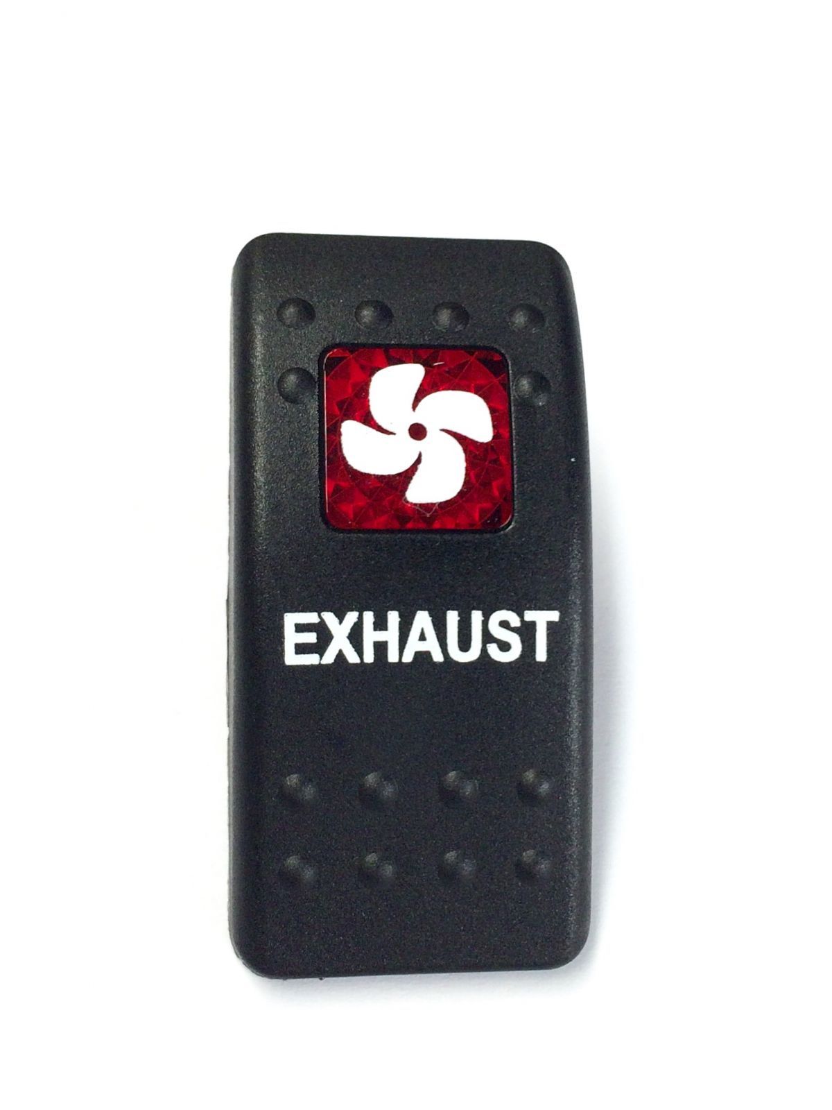 Euro Rocker Switch Cover- EXHAUST. Black with Red Lens. Contura II. Fits Carl...